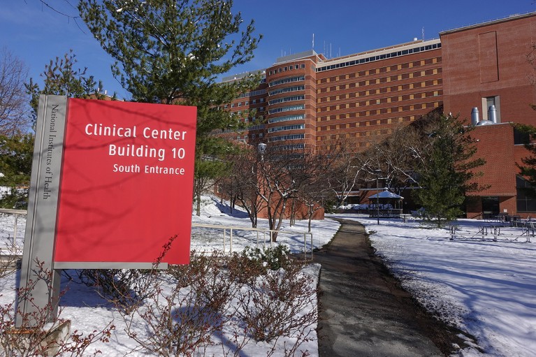 The building exterior of the National Institutes of Health Clinical Center.