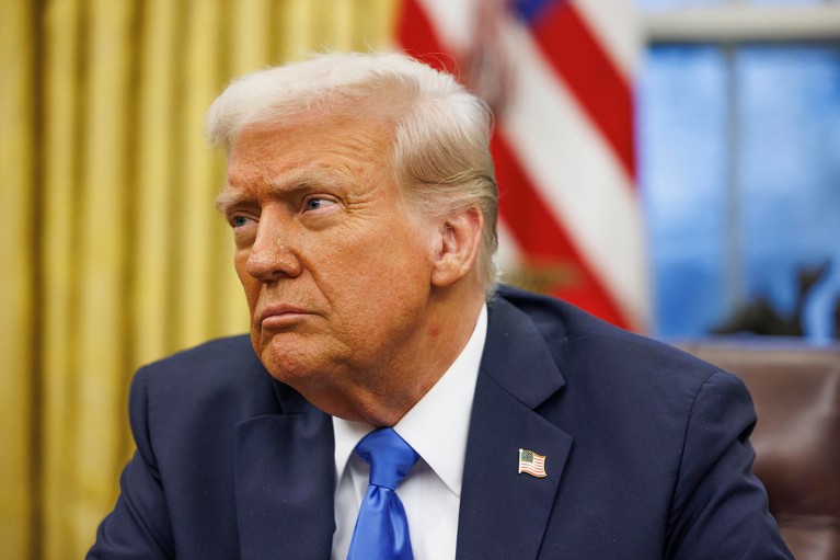 U.S. President Donald Trump in the Oval Office of the White House in Washington, DC.