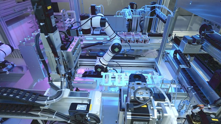 The robotics laboratory at Insilico Medicine in Boston, MA