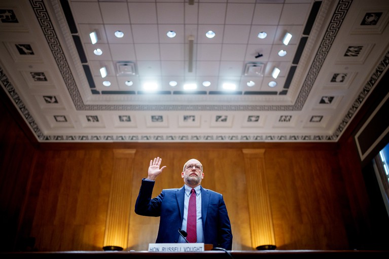 Office of Management and Budget Director Russell Vought is sworn in by the U.S. Senate.