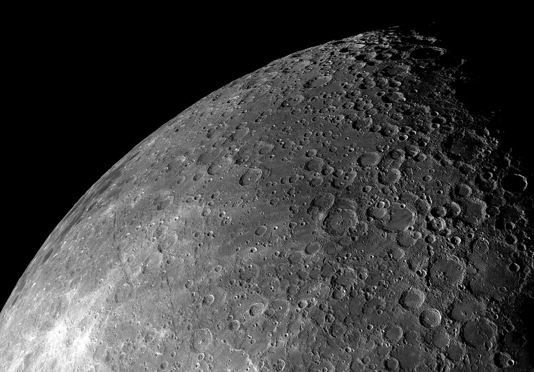 A high resolution mosaic of the Moon's lunar south pole region.