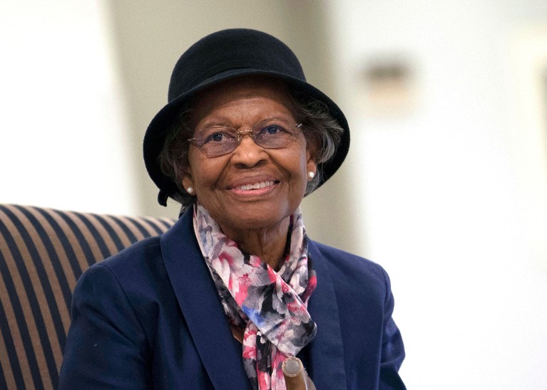 Portrait of the American mathematician Gladys Mae West in 2018.