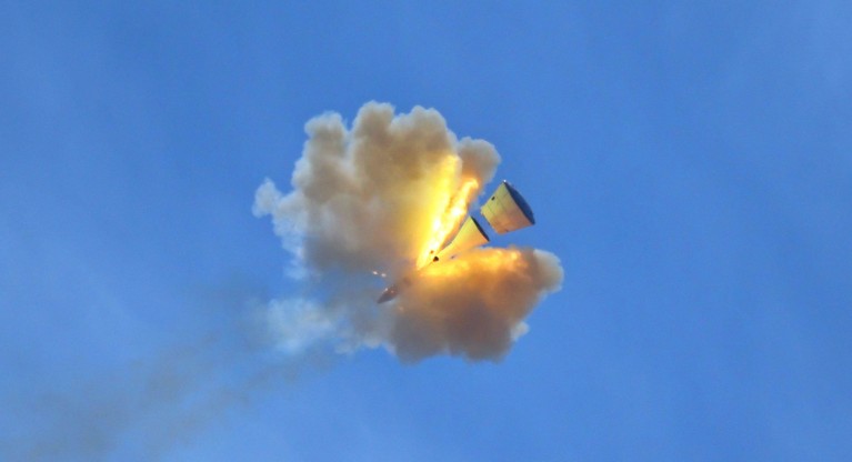 A 2025 trial escape test flight showing the Mengzhou capsule separating from the rocket.