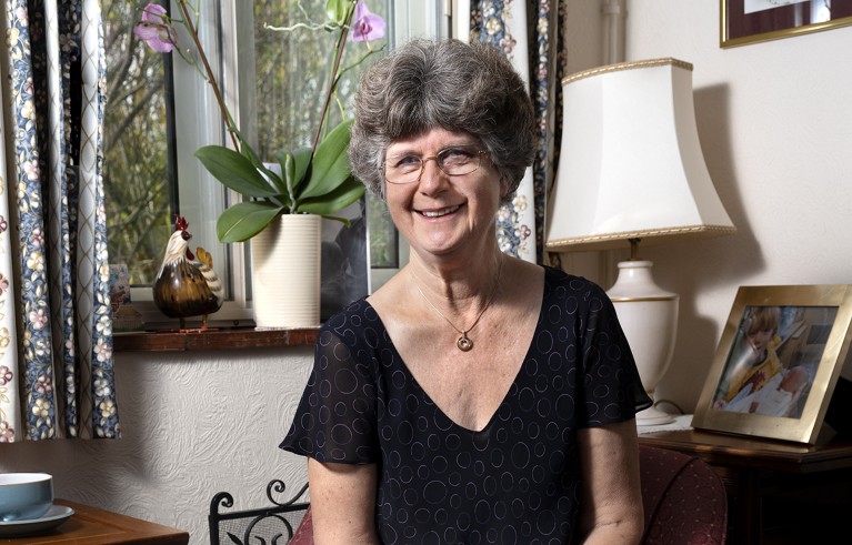 Portrait of Sarah Herbert sitting at home.