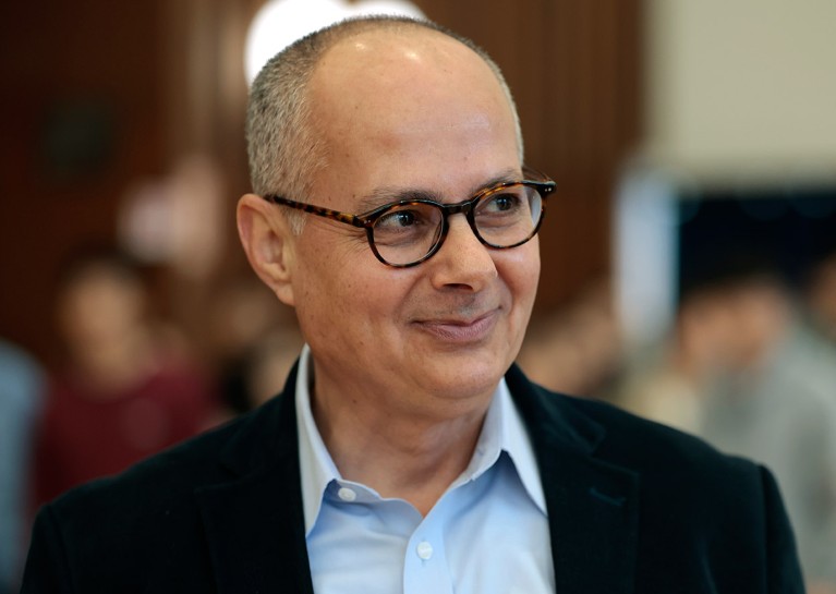 Omar Yaghi smiles during a 2025 Nobel Prize celebration event.