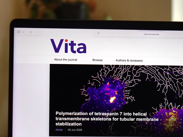 Close-up view of the Vita journal website on a laptop screen.