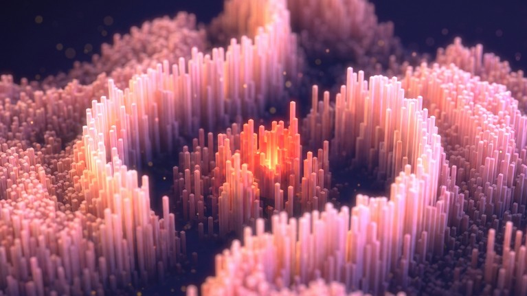 Abstract 3D digital rendering representing predictions of genetic variation and its biological effects.