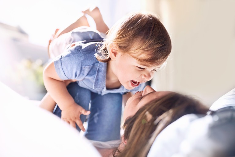 Mother and child playing