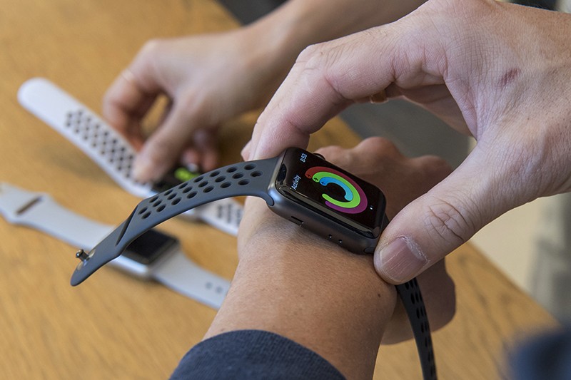 Person testing Apple watch