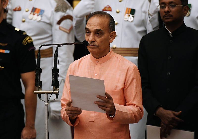 Satyapal Singh takes the oath during the swearing-in ceremony of new ministers in New Delhi, 2017.