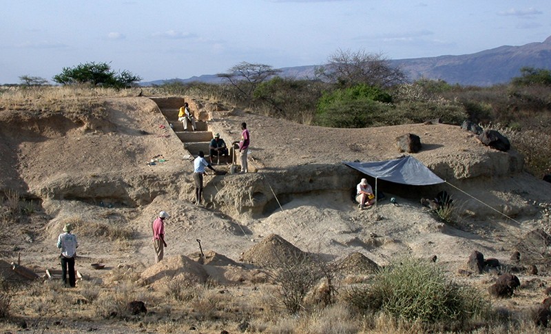 Researchers from the Smithsonian Institution digging in the Olorgesailie Basin in Kenya.