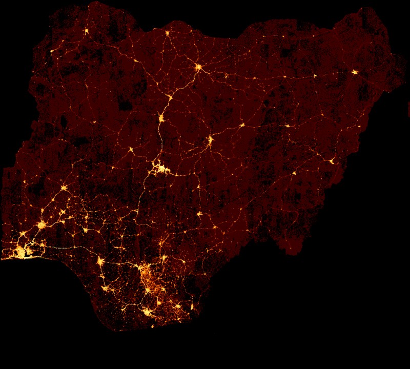 Predicted wealth map of Nigeria determined by AI analysis