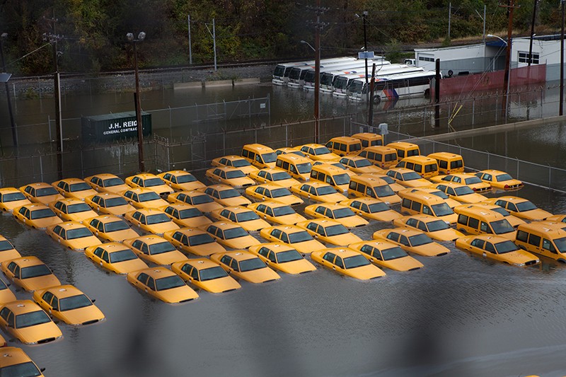 Taxis flooded after Hurricane Sandy