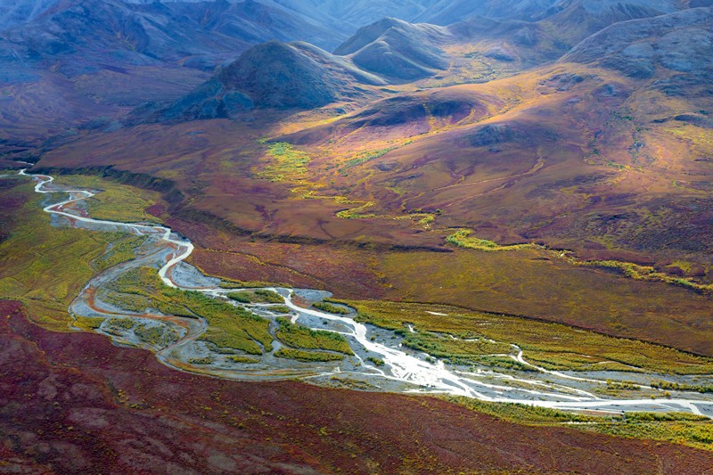 Aerial view of the Arctic tundra in Alaska