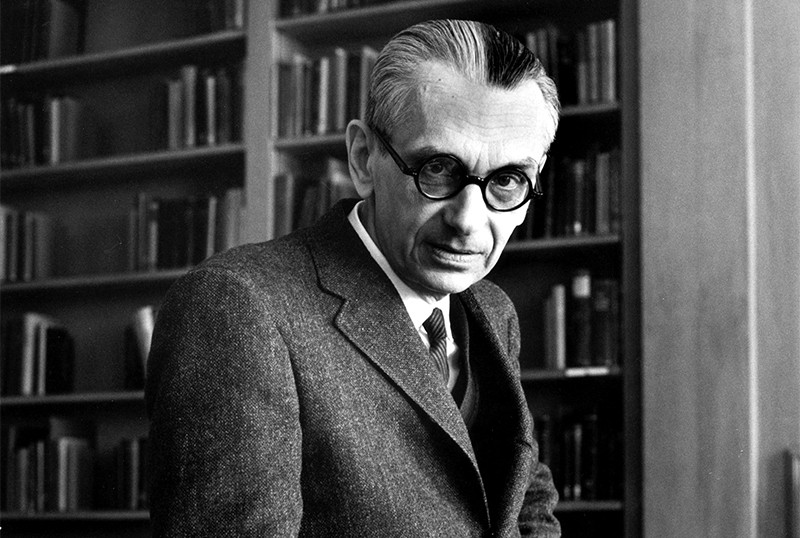 Austrian-born mathematician Kurt Gödel in portrait at Institute of Advanced Study
