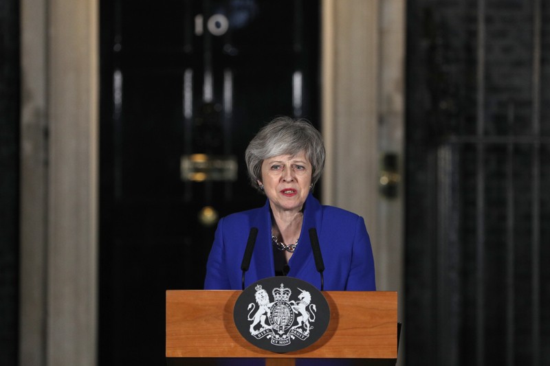 Prime Minister Theresa May addresses the media