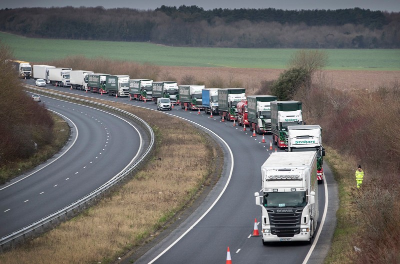 Trucks lined up in Brexit planning exercise