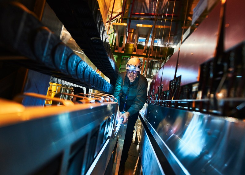 Engineer working on Large Hadron Collider