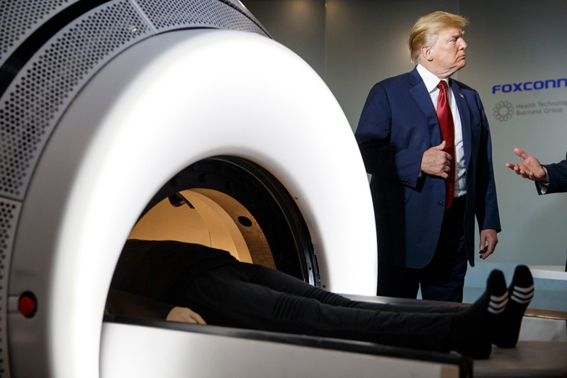 Donald Trumps tours the Foxconn factory complex