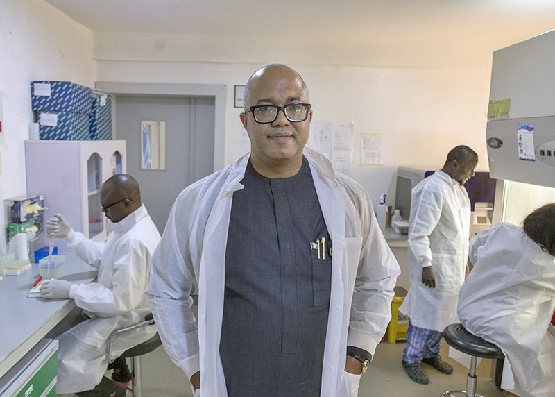 Chikwe Ihekweazu at a Reference Laboratory in Abuja, Nigeria