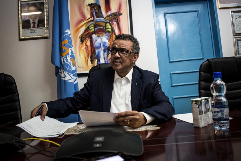 Director general of the World health Organisation, Tedros Adhanom Ghebreyesus, at a WHO press conference