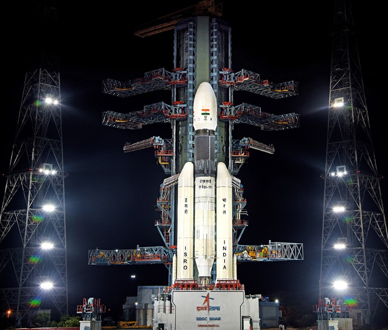Chandryaan-2 vehicle night view at the Second Launch Pad