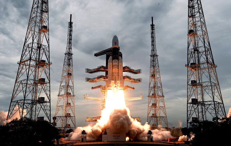 The ISRO Geosynchronous Satellite launch Vehicle MkIII carrying Chandrayaan-2.