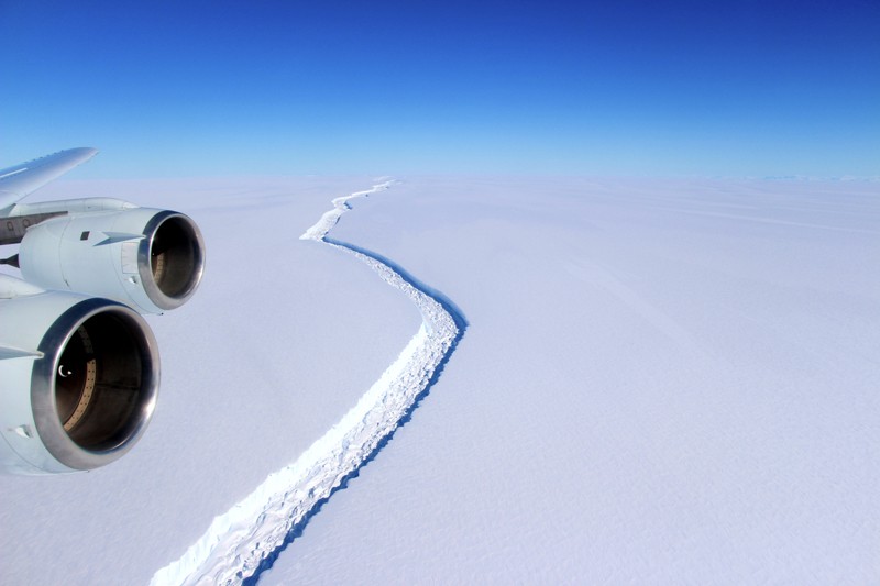 Aerial view of the Larsen C ice shelf, Antarctica