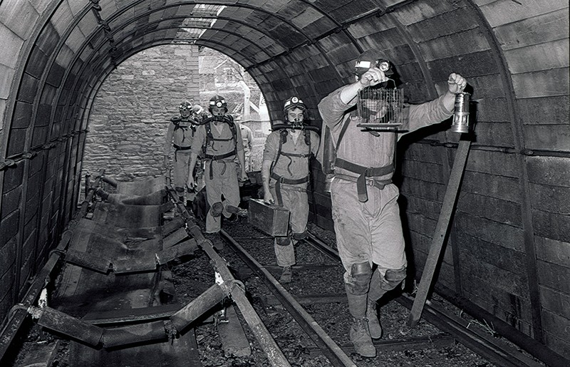 Miners at the rescue station at Crumlin, South Wales coalfield in 1983