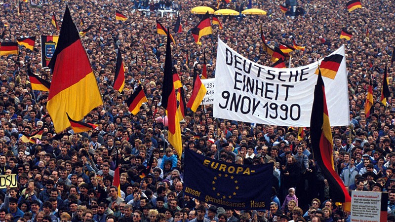 Election rally crowd in Leipzig, Germany In March, 1990