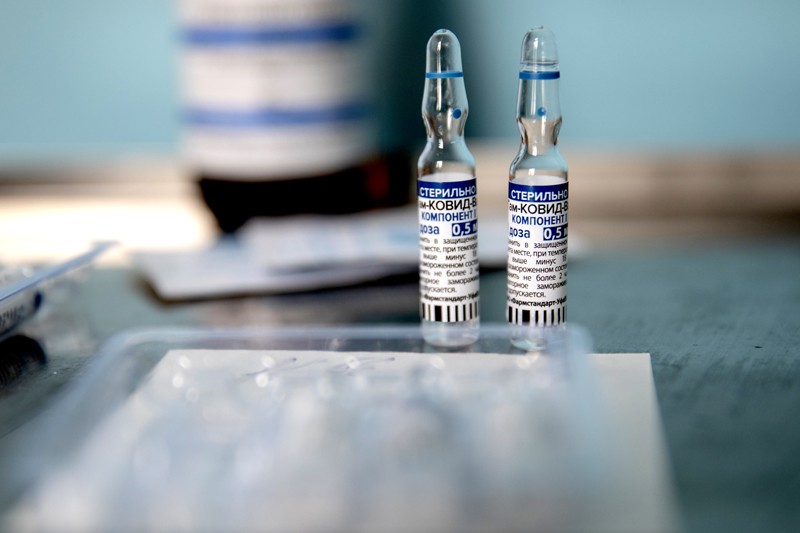 Ampoules with the first component of the Sputnik V COVID-19 vaccine