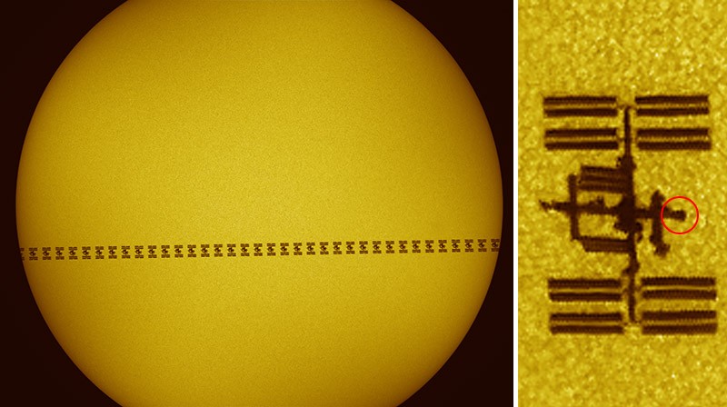 Solar transit of the ISS on June 24 showing the SpaceX Crew Dragon