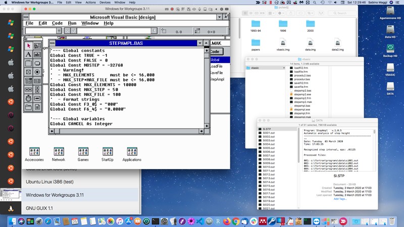 A screenshot of a modern computer running code in a now extinct software language