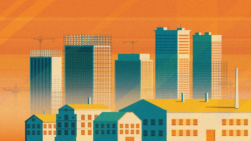 Graphical illustration of Boston skyline