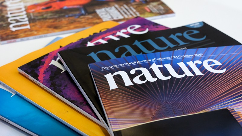 Nature magazines arranged on a table