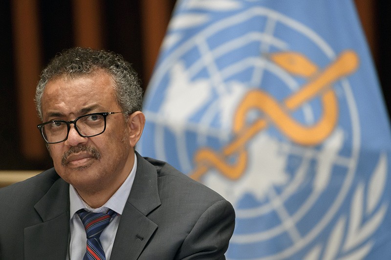 World Health Organization (WHO) Director-General Tedros Adhanom Ghebreyesus at a news conference