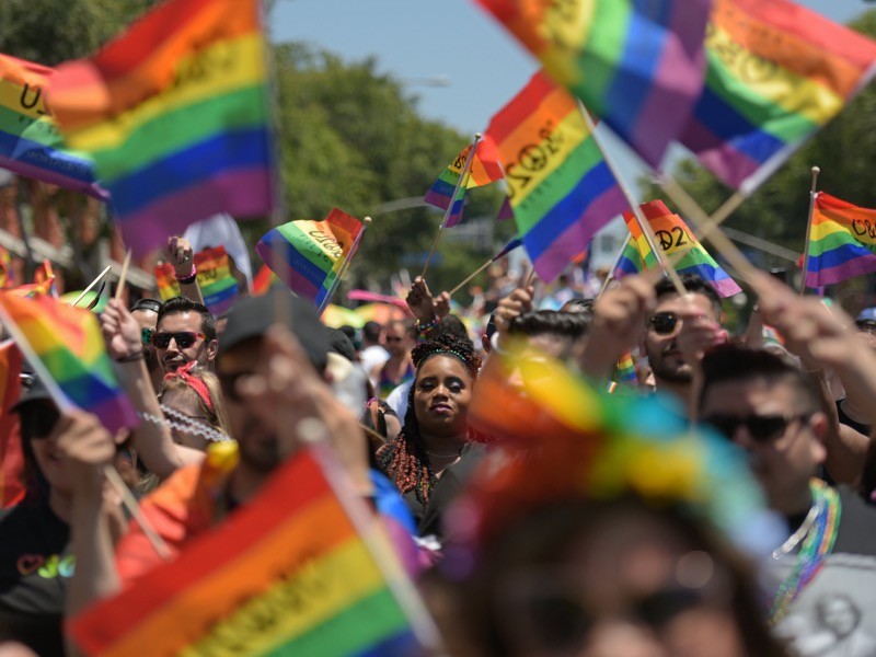 People participate in the annual LA Pride Parade in West Hollywood, California, on June 9, 2019.