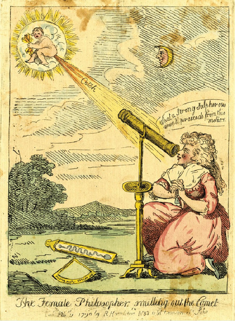 Cartoon of The Female Philosopher: Smelling out the Comet