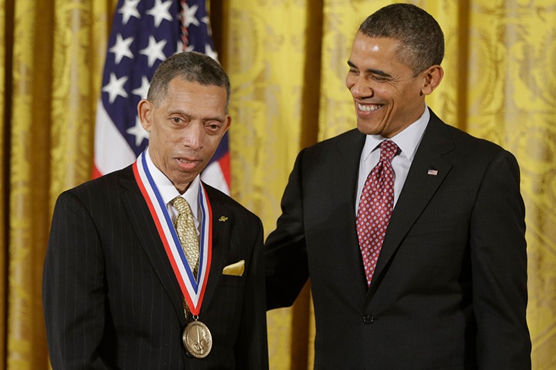 President Barack Obama awards the National Medal of Technology and Innovation to Dr. George Carruthers