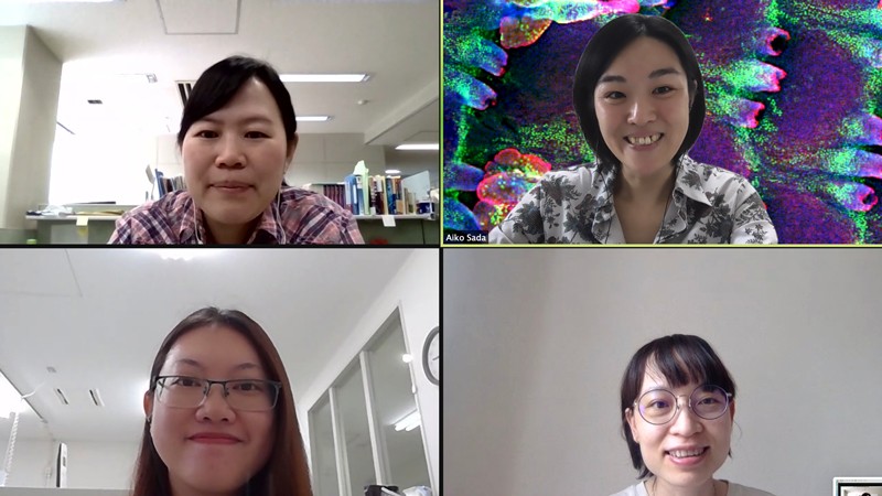 Aiko Sada during an online meeting with colleagues.