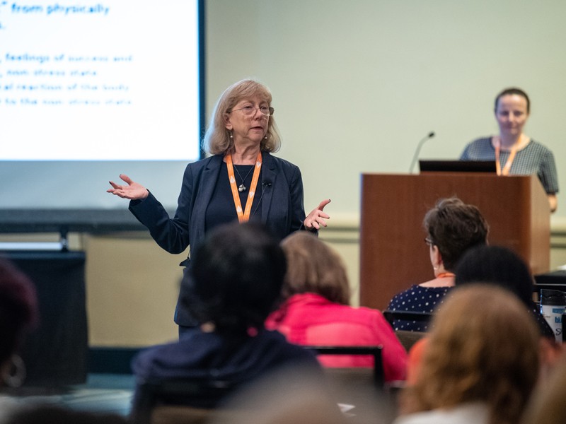 Debra Schaller-Demers facilitating at a conference.