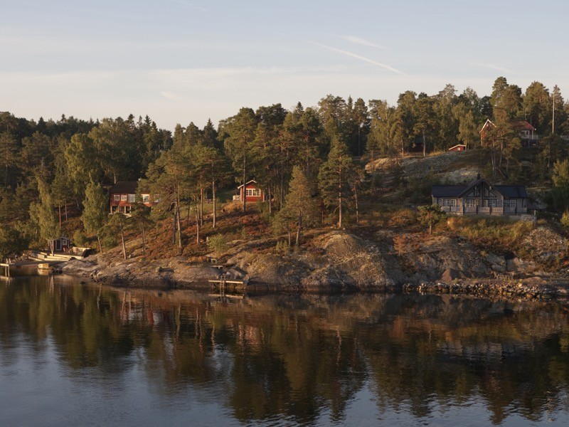 Idyllic house along coastline, Stockholm Archipelago.