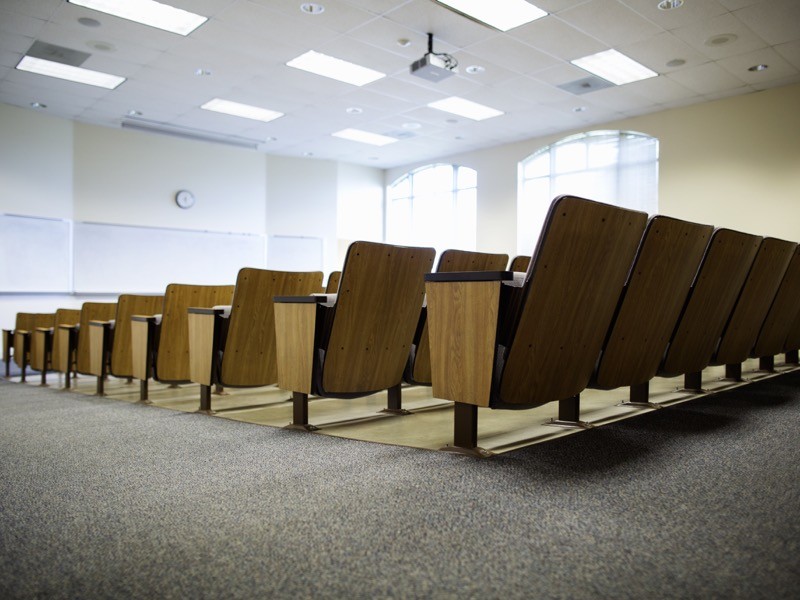 Empty seats in lecture hall.