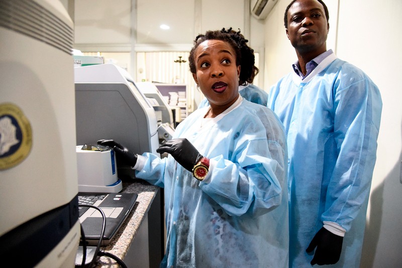 Molecular biologists analyse COVID-19 samples at a laboratory in Redeemers University,Ede, Nigeria