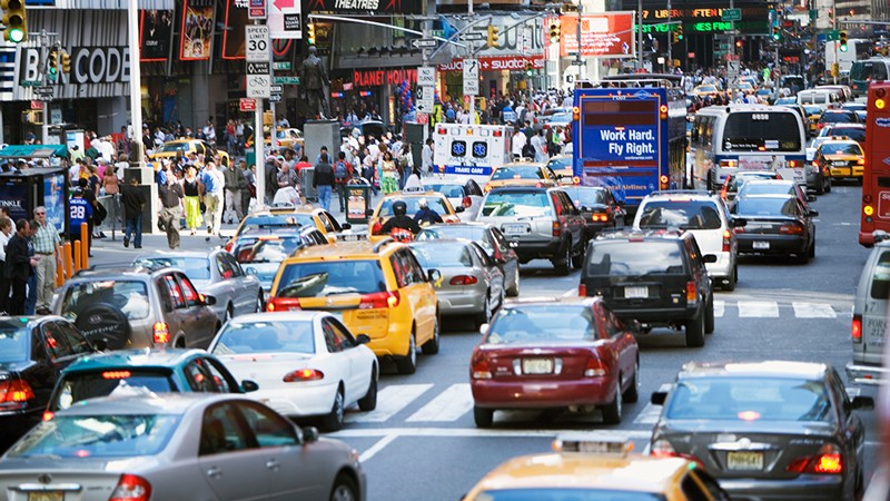 Rush hour in Times Square in New York City