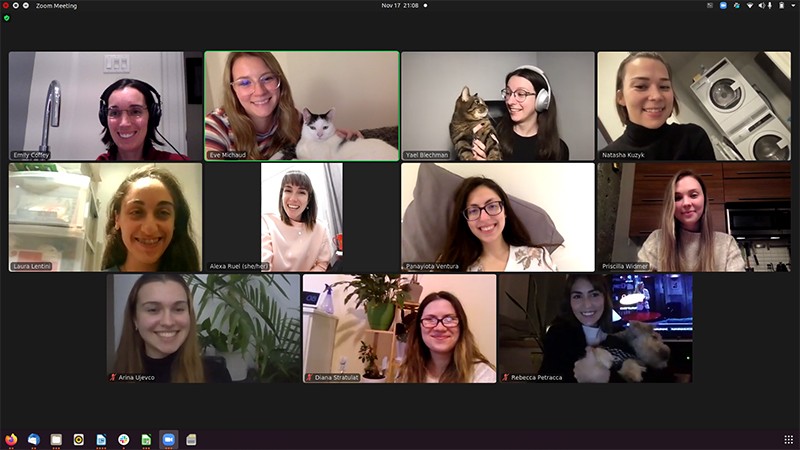 Eleven university students on a video call.