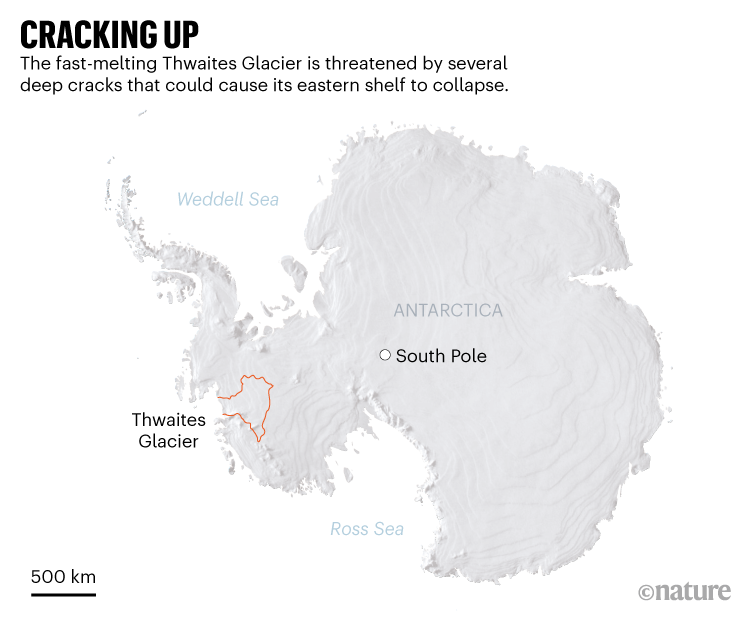 Cracking up: Map of Antartica showing the location of Thwaites Glacier.