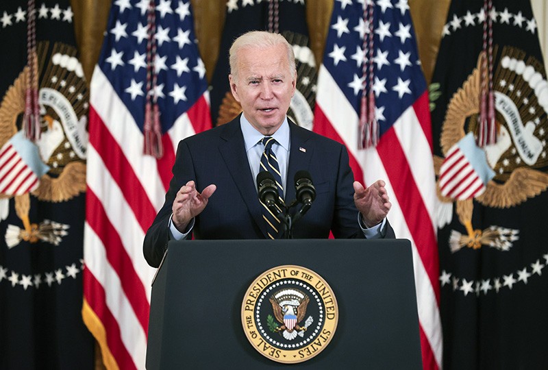 U.S. President Joe Biden at a press conference to discuss the Build Back Better legislation's new rules.