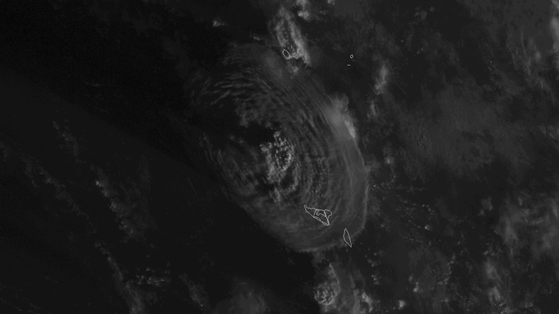 NOAA’s GOES West satellite captured another explosive eruption of the Hunga Tonga-Hunga Ha'apai volcano, Jan 2022.