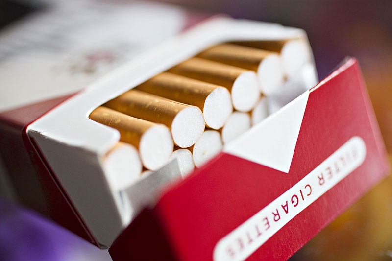 A pack of Philip Morris Marlboro brand cigarettes.